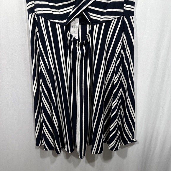 NWT $70 LOFT Plus [ 16 16W‎ ] Striped Wrap Back Flare Dress in Blue White #T1512 - Picture 14 of 15